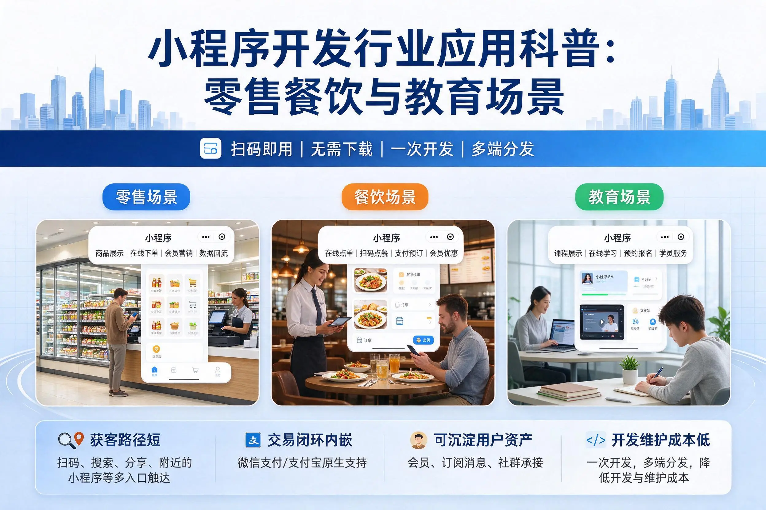 自贡小程序开发行业应用科普:零售餐饮与教育场景