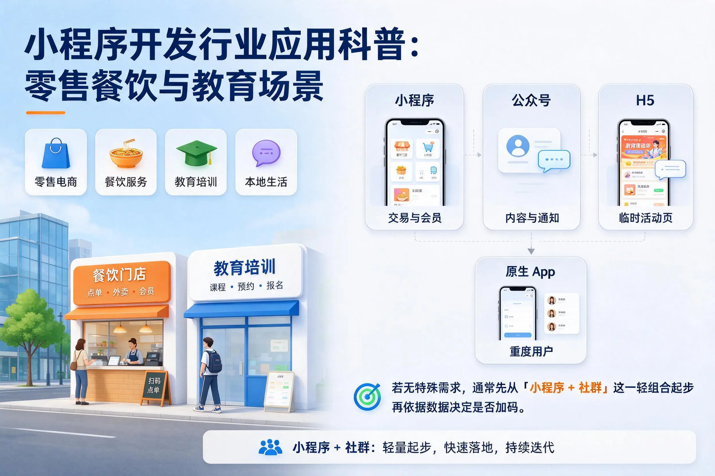 自贡小程序开发行业应用科普:零售餐饮与教育场景