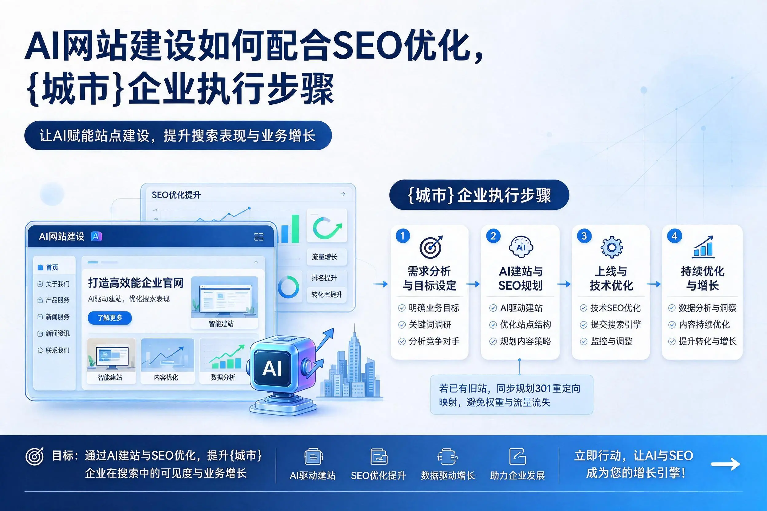 AI网站建设如何配合SEO优化,自贡企业执行步骤