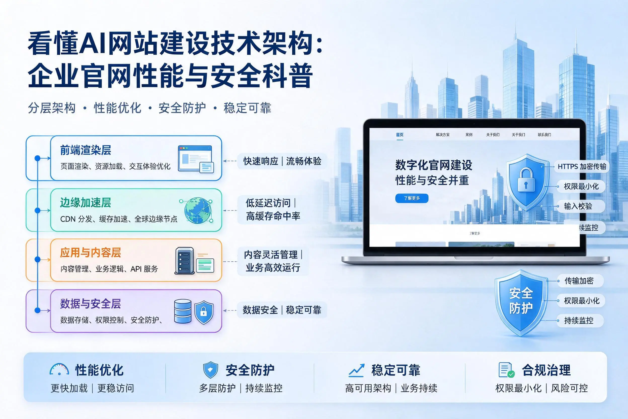 看懂AI网站建设技术架构：自贡企业官网性能与安全科普