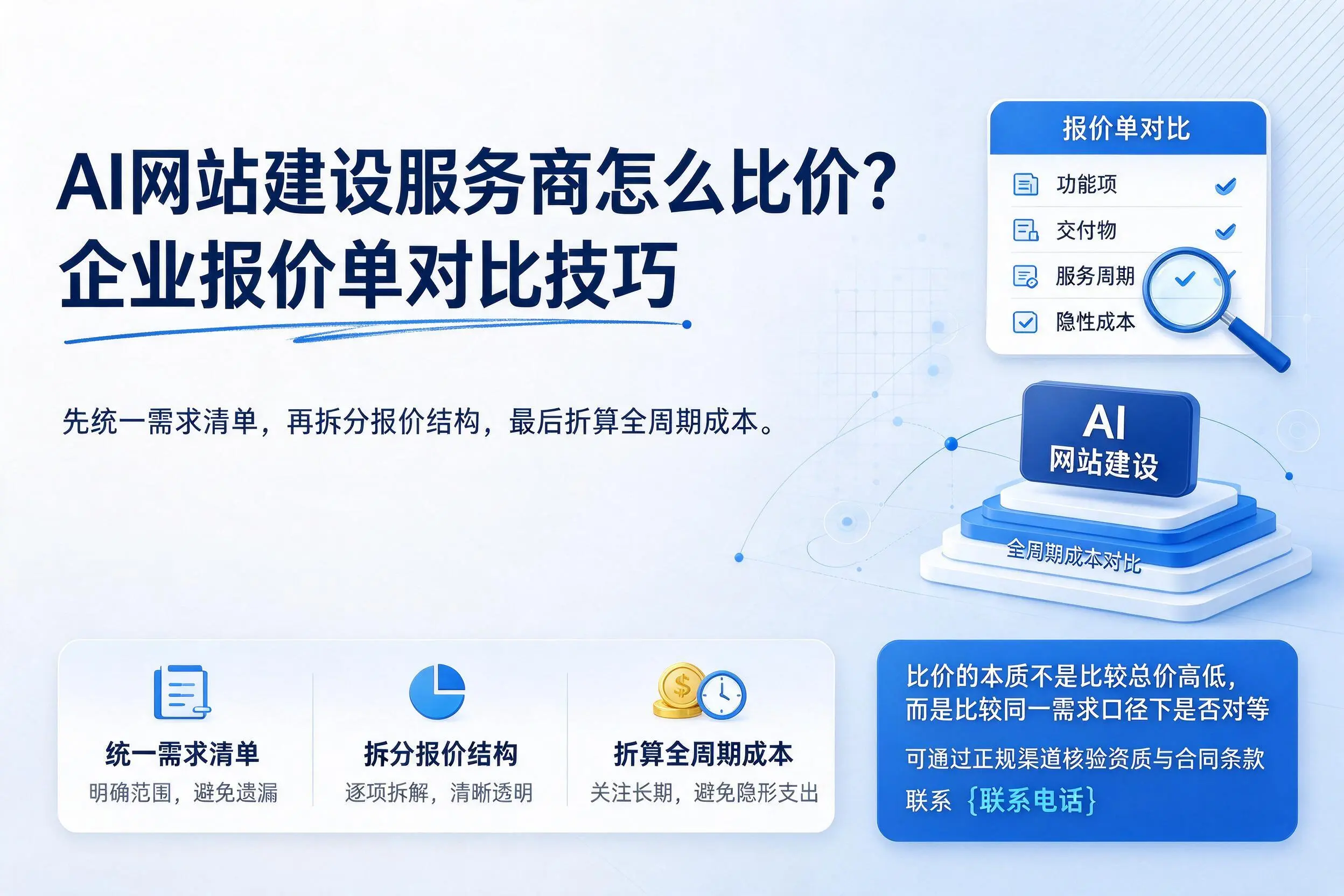 AI网站建设服务商怎么比价？自贡企业报价单对比技巧