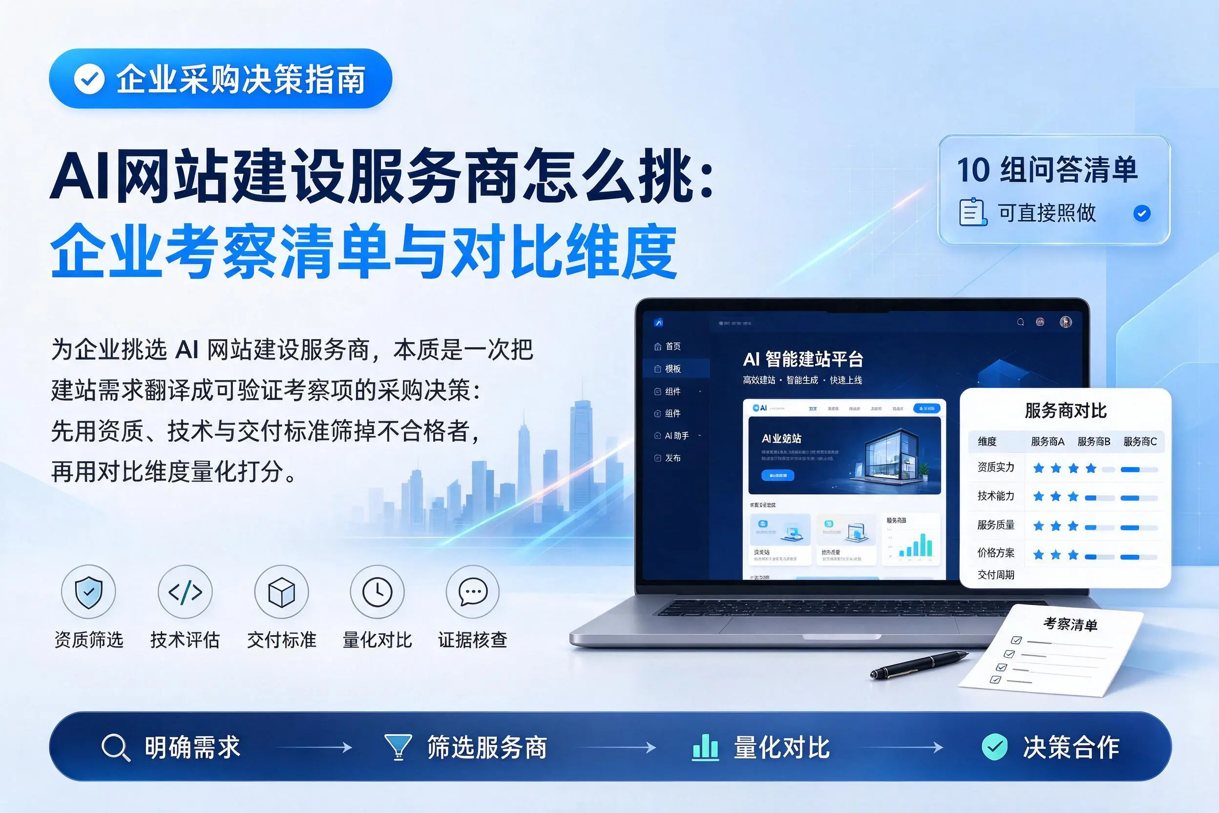 AI网站建设服务商怎么挑：自贡企业考察清单与对比维度