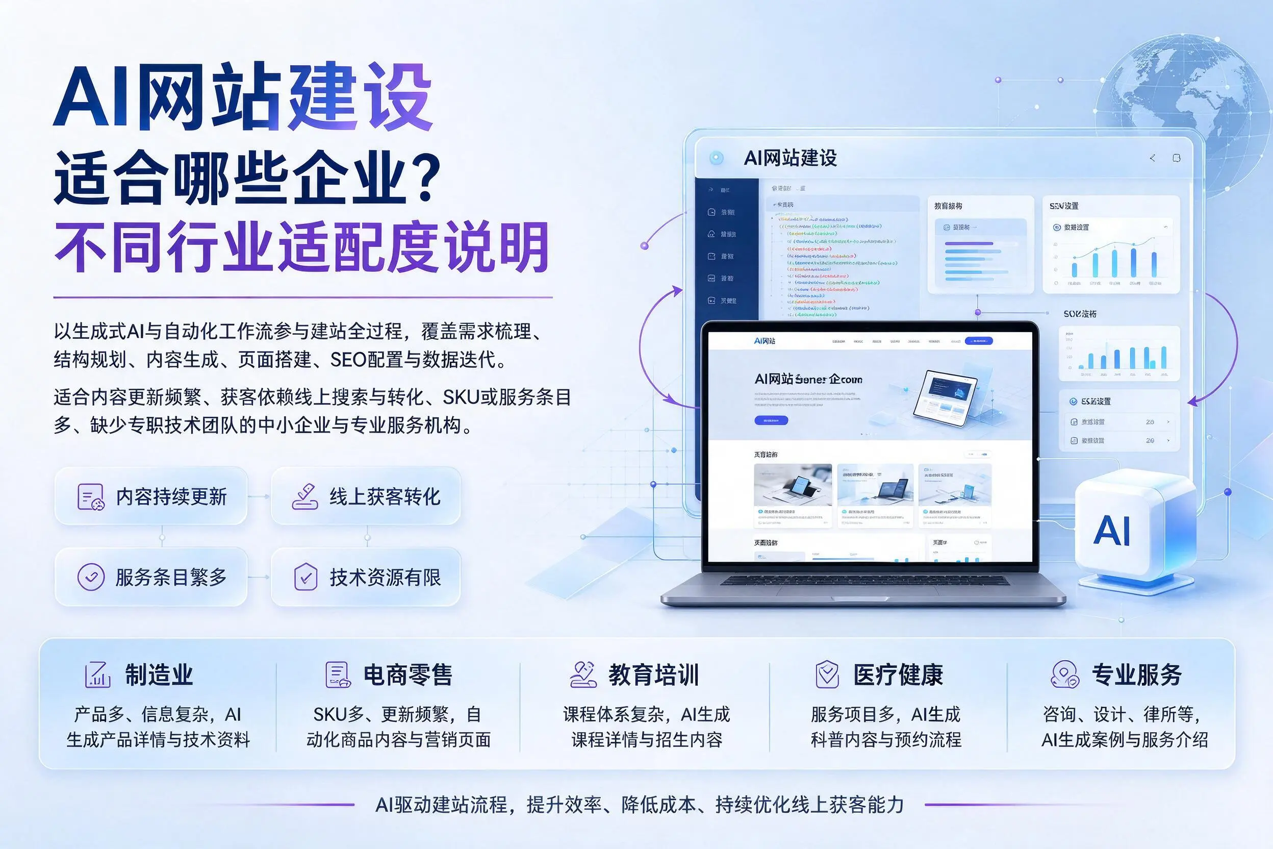 AI网站建设适合哪些企业?自贡不同行业适配度说明